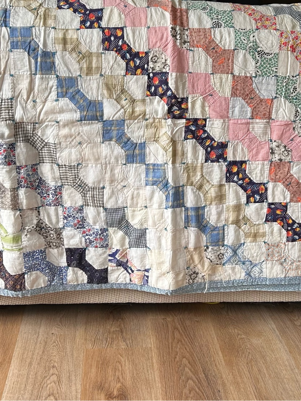 Vintage Handmade Bow Tie Quilt